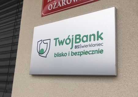 Bank Spółdzielczy w Świerklańcu - tablica z giętego dibondu z dystansem