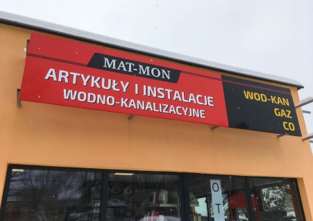 MAT-MON - szyld na budynku, folia polimerowa długookresowa, produkcja i montaż