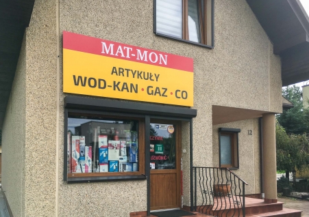 Mat-Mon - szyld z Dibondu oraz folia polimerowa, produkcja i montaż