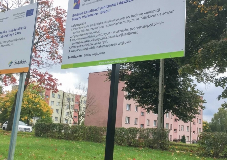 Tablica unijna z konstrukcją i montażem