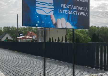 Za Bunkrem Restauracja - reklama wolnostojąca 3x1,5m dwustronna